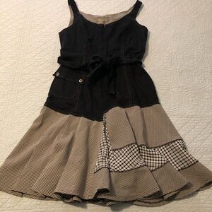 Linea Domani fit and flare black white checked dress. Size 8